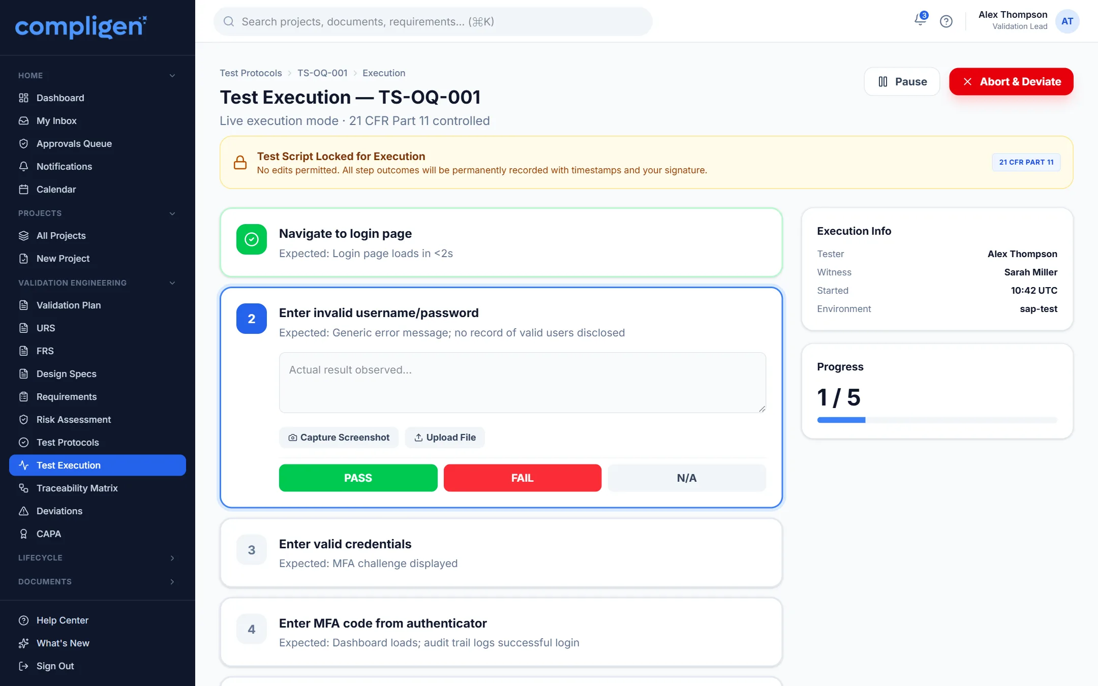 Live Test Execution Console
